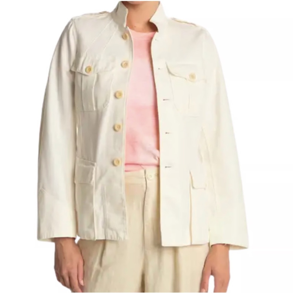 Alex Mill Officer Safari Utility Chore Canvas White Cream Jacket 100% Cotton S